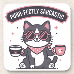 Sarcastic Cool Cat Bandanna Coffee Lover Gift Coaster