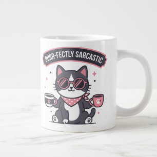 Sarcastic Cool Cat Bandanna Coffee Lover Gift Large Coffee Mug