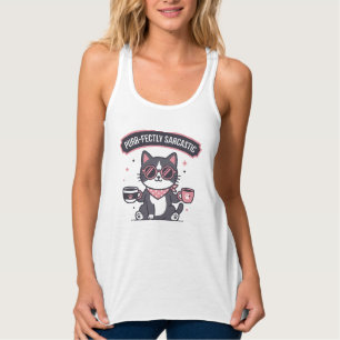 Sarcastic Cool Cat Bandanna Coffee Lover Gift Singlet
