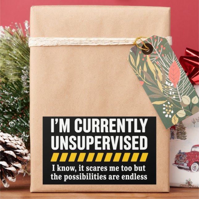 Sarcastic Dad Fathers Day Currently Unsupervised  Rectangular Sticker (Holiday)