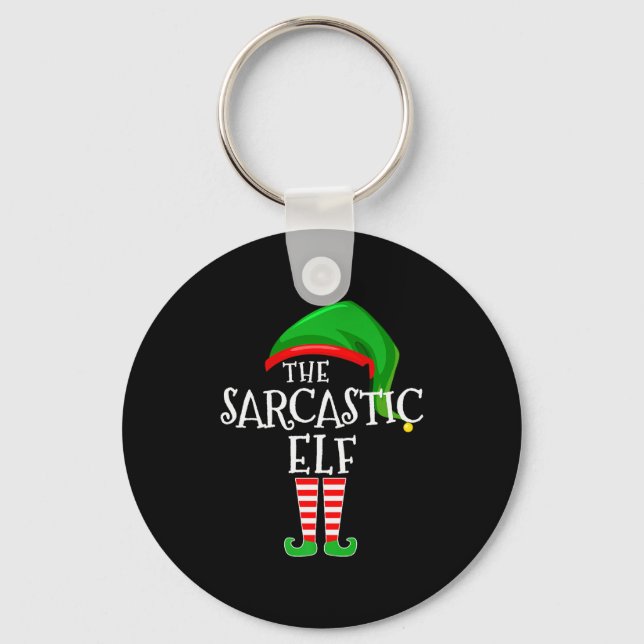 Sarcastic Elf Family Matching Group Christmas Prem Key Ring (Front)