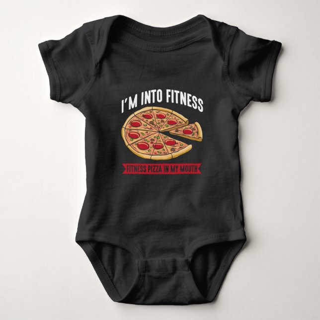 Sarcastic Fitness Pizza Workout Gym Funny Foodie Baby Bodysuit (Front)