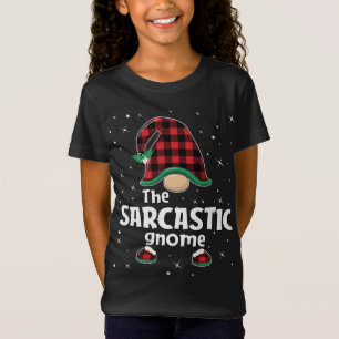 Sarcastic Gnome Buffalo Plaid Matching Christmas P T-Shirt