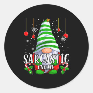 Sarcastic Gnome Christmas Pajamas Matching Family  Classic Round Sticker
