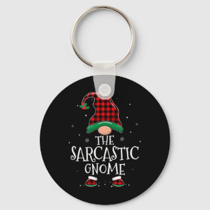Sarcastic Gnome Xmas Family Matching Plaid Christm Key Ring