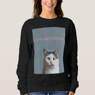 Sarcastic Grey And White Cat With Eyes Crossed Mea Sweatshirt