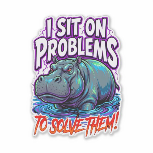 Sarcastic Hippo I Sit On Problems Funny Meme (Front)