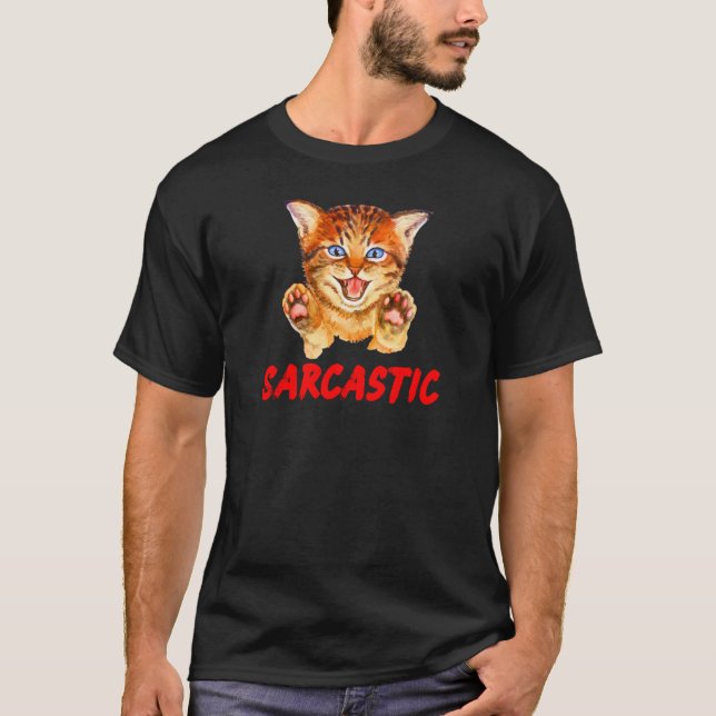 Sarcastic Hissing Cat Beware  T-Shirt (Front)