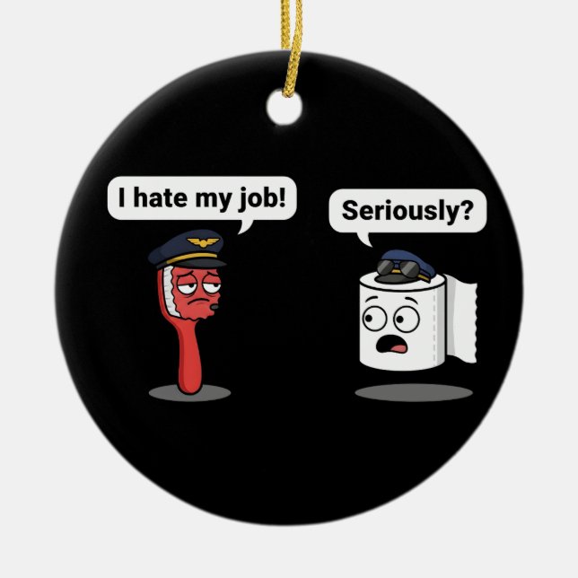 Sarcastic Humor Graphic Pilot Funny Sassy Meme Ceramic Tree Decoration (Front)
