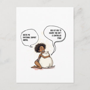 Sarcastic Introvert Emotional Support Cat Quote Postcard