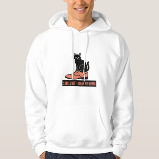 Sarcastic Linocut Cat in Shoe Meme Hoodie