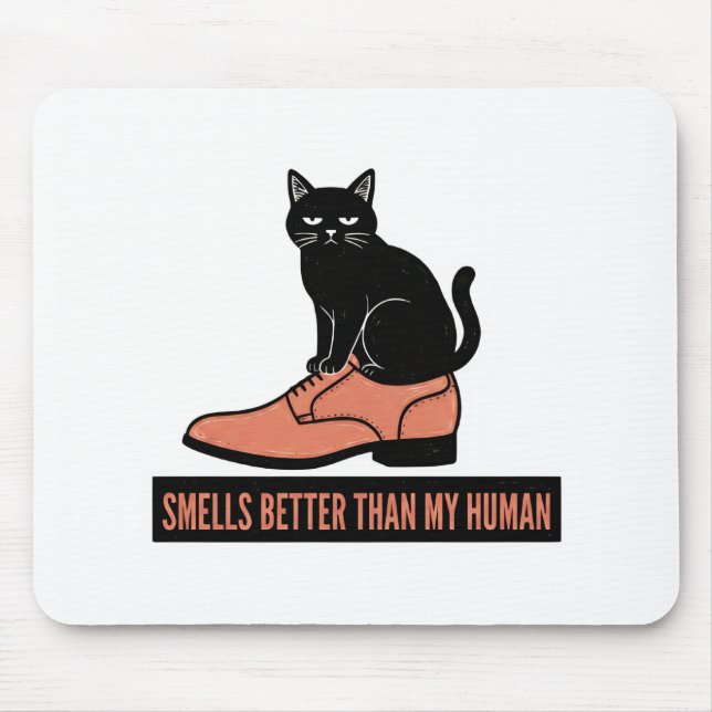 Sarcastic Linocut Cat in Shoe Meme Mouse Pad (Front)