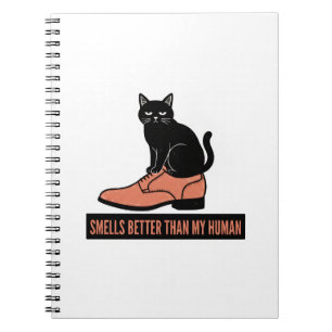 Sarcastic Linocut Cat in Shoe Meme Notebook