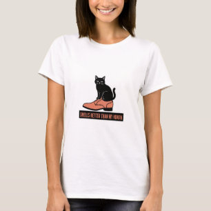 Sarcastic Linocut Cat in Shoe Meme T-Shirt