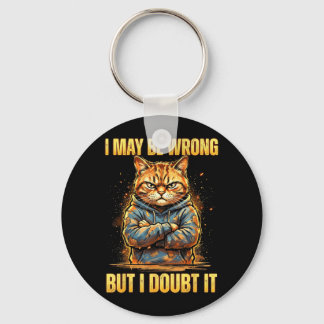 Sarcastic May Be Wrong But Doubt Stubborn Cat Key Ring