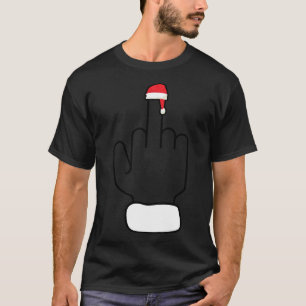 Sarcastic Middle Finger Funny Christmas Xmas Santa T-Shirt