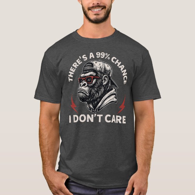 Sarcastic Monkey Graphic In Backward Hat & Shades T-Shirt (Front)