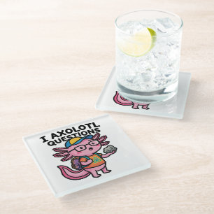 Sarcastic Nerd Axolotl I Axolotl Questions Meme Glass Coaster