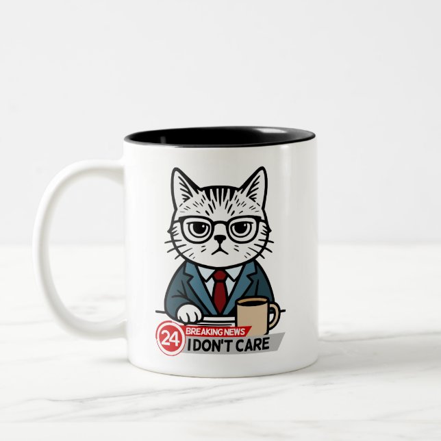Sarcastic Office Humour Cat  Two-Tone Coffee Mug (Left)