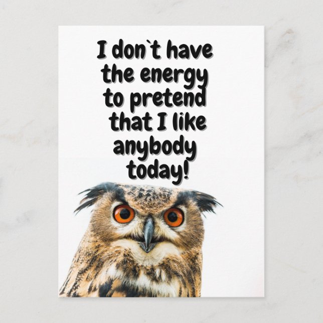 Sarcastic Owl funny quote Postcard (Front)