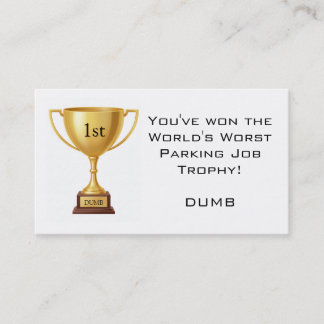 Sarcastic Parking Trophy Business Card