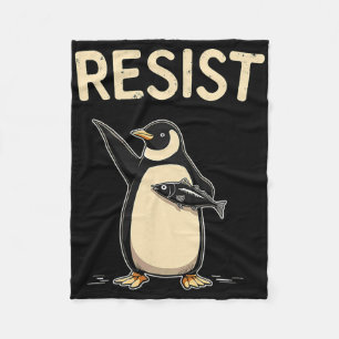 Sarcastic Penguins Resist Tariffs 1 Fleece Blanket