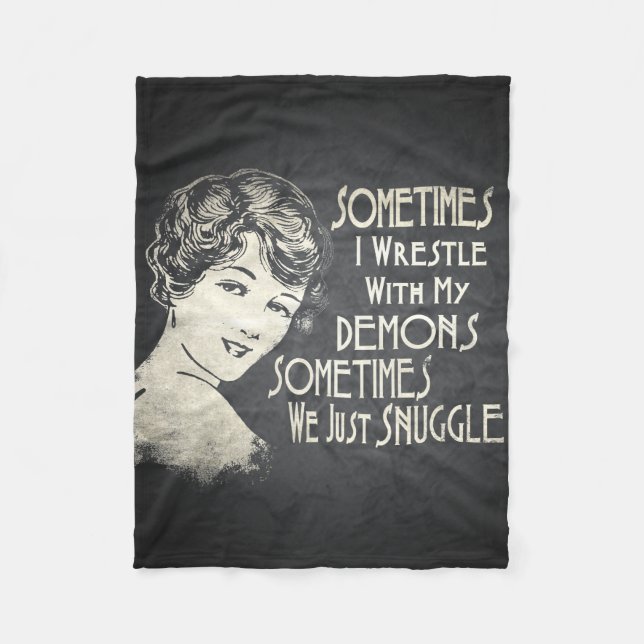Sarcastic Phrase Womens Meme Sometimes I Wrestle Fleece Blanket (Front)