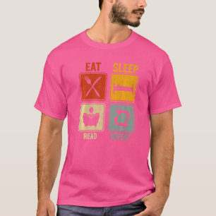 Sarcastic Retro For Reader Eat Sleep Read Repeat T-Shirt