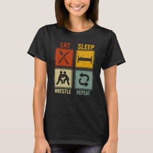 Sarcastic Retro For Wrestler Eat Sleep Wrestle Rep T-Shirt