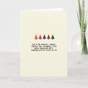 Sarcastic Santa Naughty List Funny Christmas Card