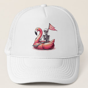 Sarcastic Skeleton on Flamingo - Stay Salty Trucker Hat