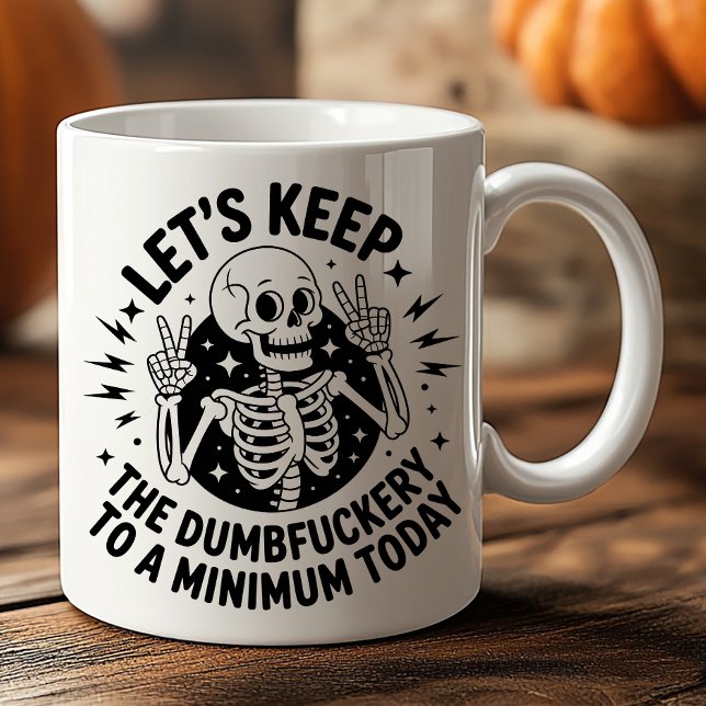 Sarcastic Skeleton Peace Sign Antisocial Attitude Coffee Mug (Creator Uploaded)