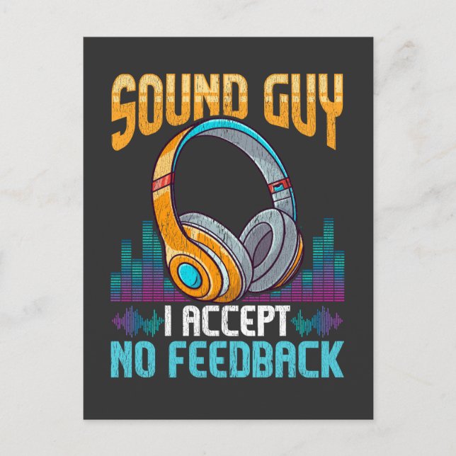 Sarcastic Sound Guy Headphones DJ Sound Engineer Postcard (Front)