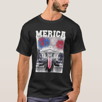 Sarcastic TRUMP 4th of July MERICA FIREWORKS Patri T-Shirt