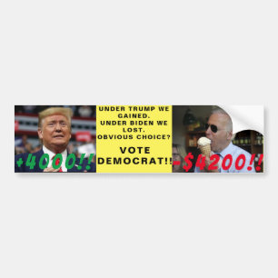 Sarcastic. Trump gain of $4000 vs $4200 Joe Bumper Sticker