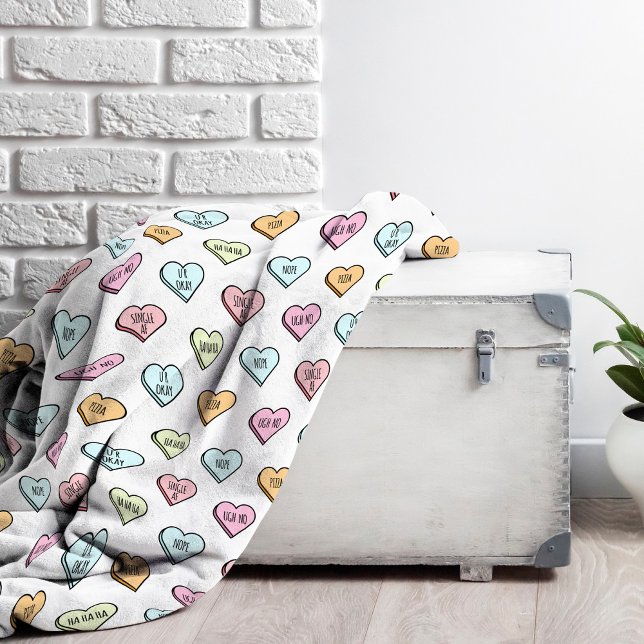 Sarcastic Valentine’s Candy Heart Pattern Fleece Blanket (Sarcastic Valentine’s Candy Heart Pattern Fleece Blanket)