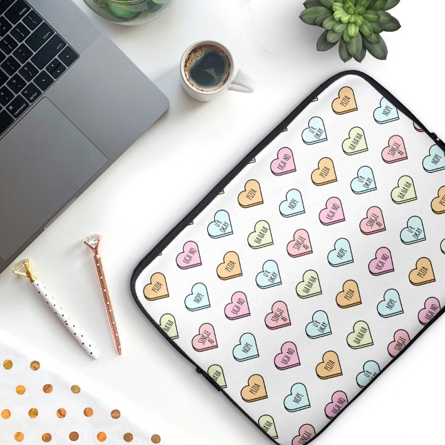 Sarcastic Valentine’s Candy Heart Pattern Laptop Sleeve (Sarcastic Valentine’s Candy Heart Pattern Laptop Sleeve)