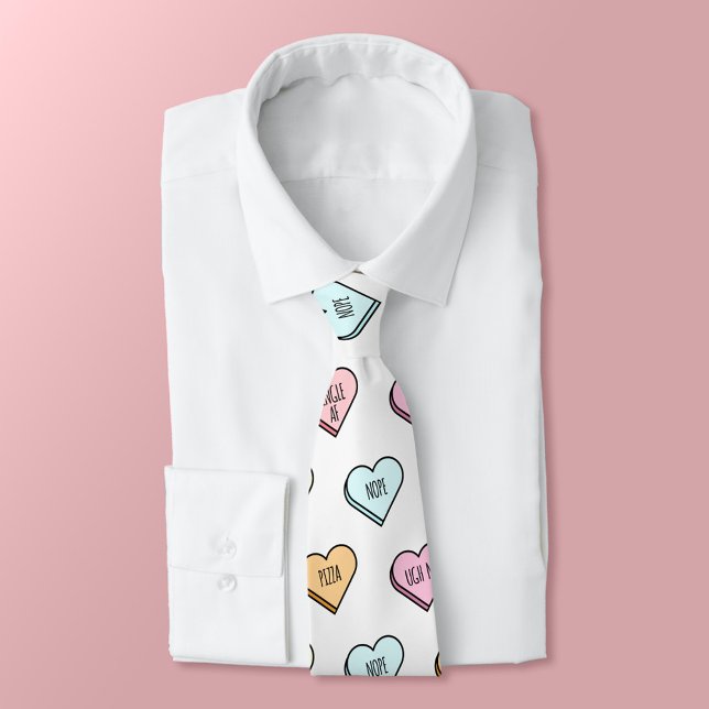 Sarcastic Valentine’s Candy Heart Pattern Tie (Sarcastic Valentine’s Candy Heart Pattern Neck Tie)