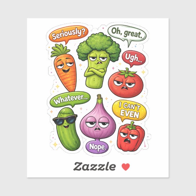 Sarcastic Vegetable Custom-Cut Vinyl Sticker (Sheet)