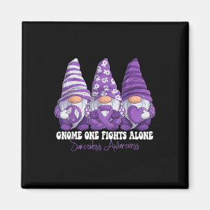 Sarcoidosis Awareness Month Purple Ribbon Gnomies Magnet