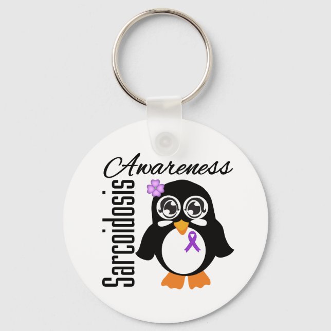 Sarcoidosis Awareness Penguin Key Ring (Front)