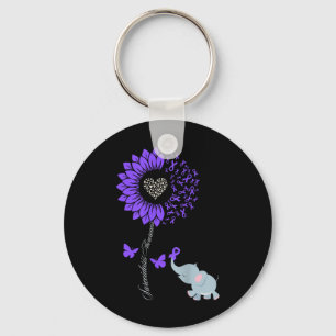 Sarcoidosis Awareness Sunflower Elephant Butterfly Key Ring