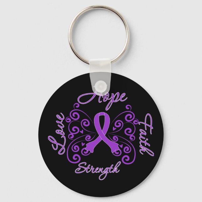 Sarcoidosis Hope Motto Butterfly Key Ring (Front)