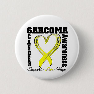 Sarcoma Awareness Brushed Heart Ribbon 6 Cm Round Badge