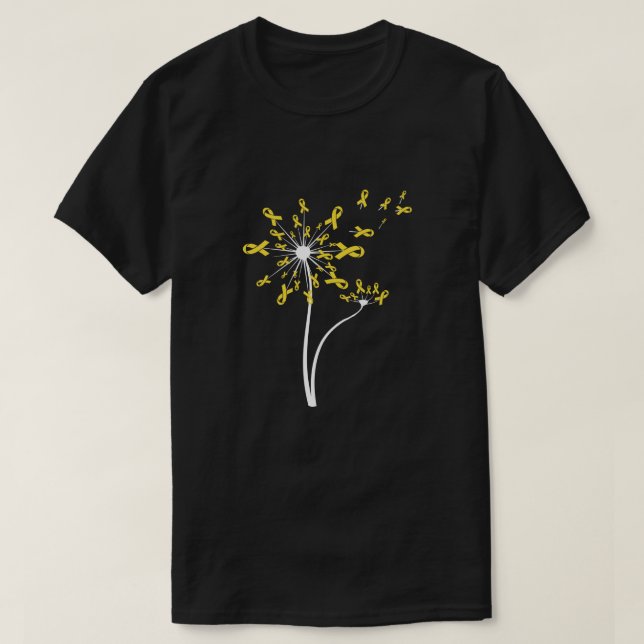 Sarcoma Awareness Dandelion Yellow Ribbon T-Shirt (Design Front)