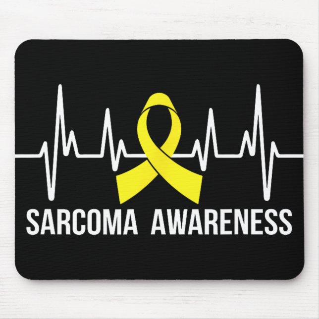 Sarcoma Awareness - Yellow Ribbon Heartbeat  Mouse Pad (Front)