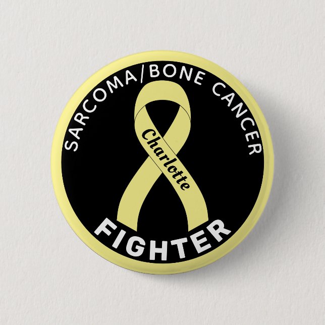 Sarcoma / Bone Cancer Fighter Ribbon Black Button (Front)