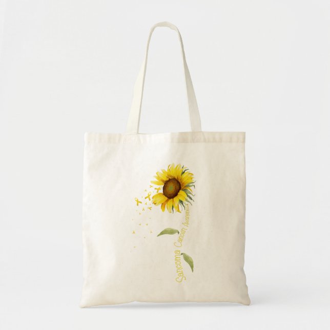 Sarcoma Cancer Awareness Sunflower Tote Bag (Front)