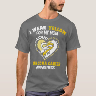 Sarcoma Cancer I Wear Yellow For My Mum Heart Ribb T-Shirt