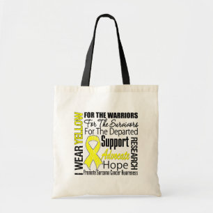 Sarcoma Cancer I Wear Yellow Ribbon TRIBUTE Tote Bag